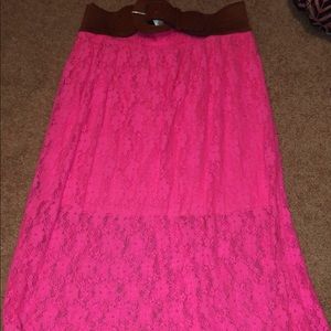 Bright pink skirt